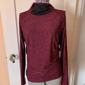 Fila Athletic Long Sleeve Burgundy Spacedye L Mesh Hood Pocket Granola Girl Gorp